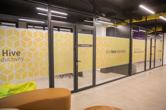 Reception entrance with Košnica branding